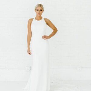 Alyssa Kristin: Amelia 19-103- Stretch crepe gown with high neck